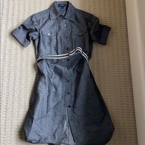 Tabard button front shirt dress with belt